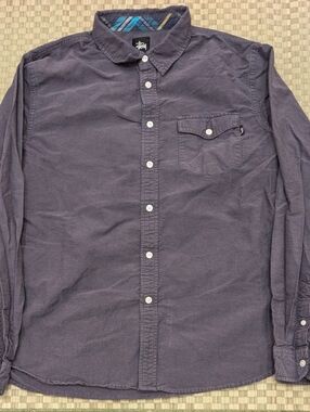 Stussy Button Up Shirt Gray Men's Size Large